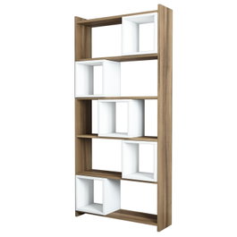 Hanah Home Estantería Moderna Blanco y Nogal